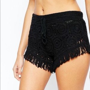 Black surf Gypsy’s crocheted shorts